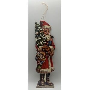 Vintage  Merrimack Publishing Santa Claus Die Cut Double Sided Ornament 1986